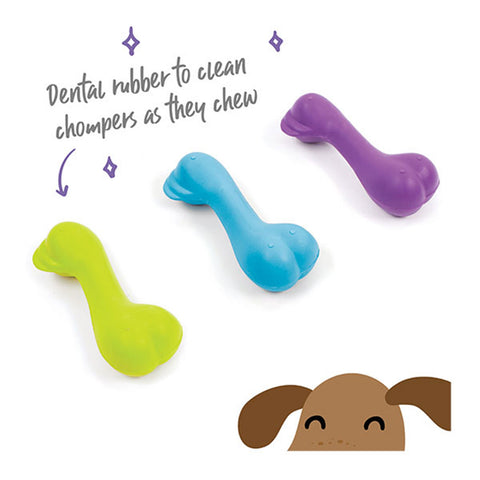 Kazoo Catch N' Chew Rubber Bone Asssorted Dog Toy