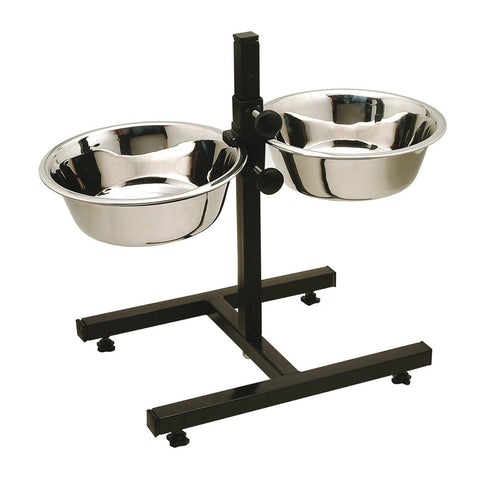 ZEEZ Adjustable Raised Double Diner Bowls 2x2.8L