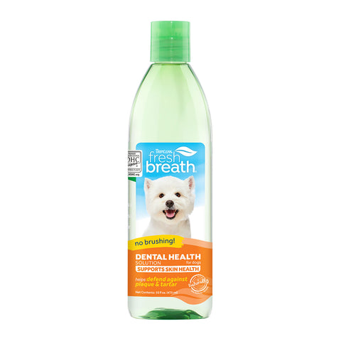 Tropiclean Fresh Breath Dental Health Solution + Skin & Coat Support for Dogs 473ml