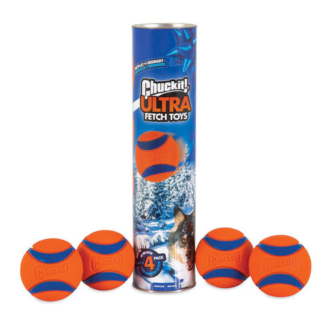 Chuckit Canister Ultra Ball Medium 6cm Dog Toy 4pk