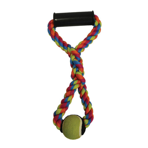 Scream Hand Tug Rope with Tennis Ball Dog Toy