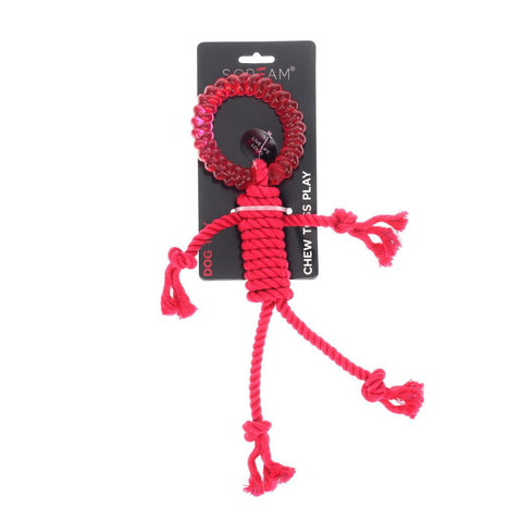 Scream Rope Man with Tpr Head Dog Toy Loud