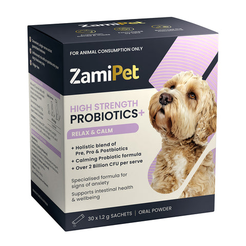 ZamiPet High Strength Probiotics + Relax & Calm 30 x 1.2g Powder Sachets for Dogs