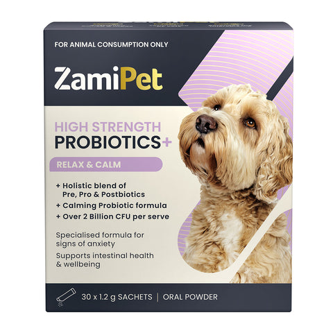 ZamiPet High Strength Probiotics + Relax & Calm 30 x 1.2g Powder Sachets for Dogs