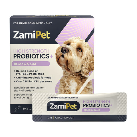 ZamiPet High Strength Probiotics + Relax & Calm 30 x 1.2g Powder Sachets for Dogs