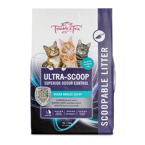 Trouble & Trix Ultra-Scoop Ocean Breeze Scent Cat Litter 10L / 10kg