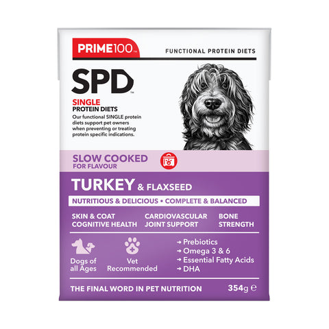 Prime100 SPD Slow Cooked Turkey & Flaxseed Adult Wet Dog Food 354g