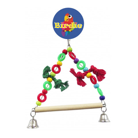 Birdie Beaded Swing with Bells Bird Toy Small