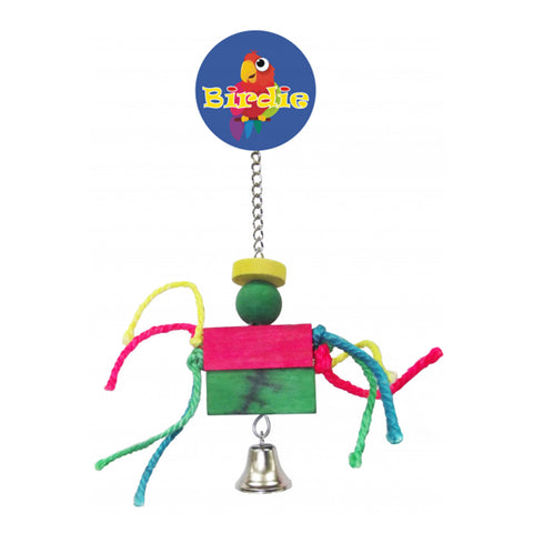 Birdie Block Man with Wicker Arms Bird Toy Small