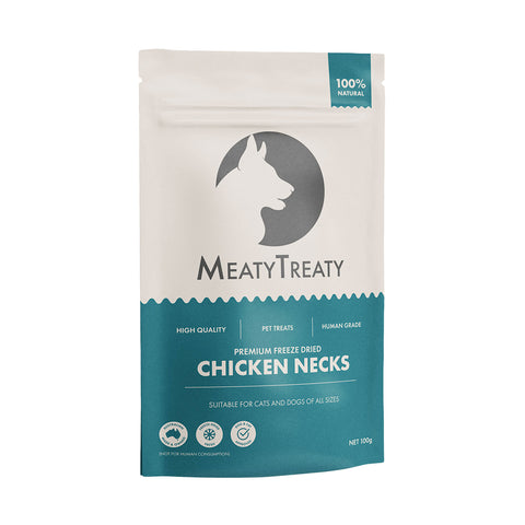 Meaty Treaty Freeze Dried Chicken Necks Dog & Cat Treats 100g