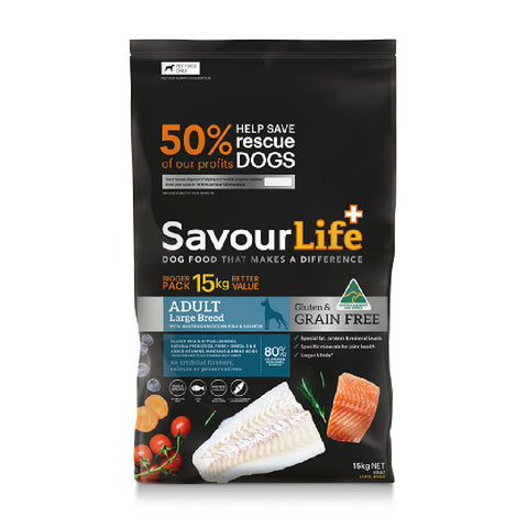 SavourLife Grain Free Large Breed Ocean Fish & Salmon Adult Dry Dog Food 15kg