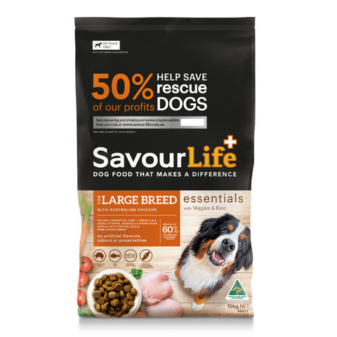 SavourLife Essentials Large Breed Chicken with Veggies & Rice Adult Dry Dog Food 15kg