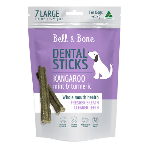 Bell & Bone Kangaroo, Mint & Turmeric Dental Dog Treats 7pc