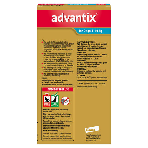 Advantix Flea & Tick Treatment for Medium Dogs 4-10kg 3 Pack