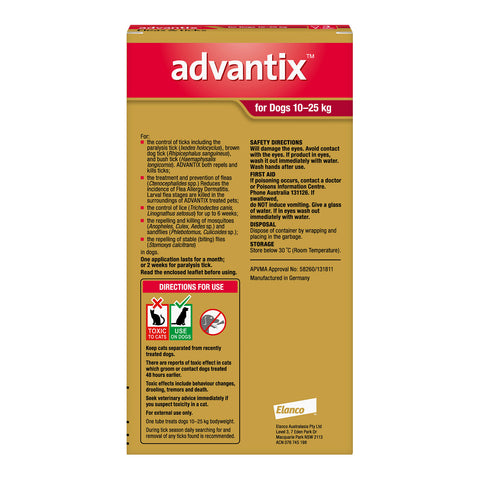 Advantix Flea & Tick Treatment for Large Dogs 10-25kg 3 Pack