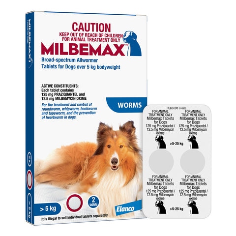 Milbemax All Wormer Tablet for Dogs 5-25kg 2 Pack