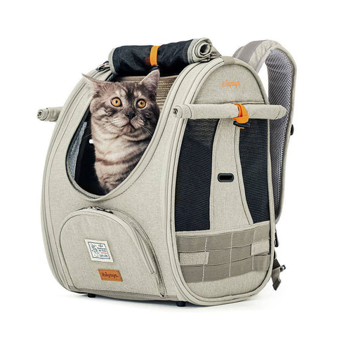 Ibiyaya Adventure Cat & Small Dog Carrier Backpack Grey / Green