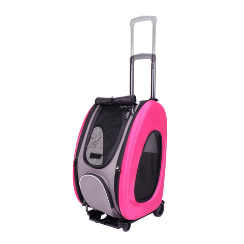 Ibiyaya 5-in-1 Combo Eva Pet Carrier & Stroller Hot Pink