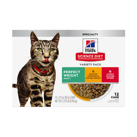 Hills Science Diet Perfect Weight Variety Pack Adult Canned Cat Food 12 x 82g