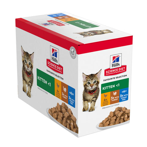 Hills Science Diet Kitten Variety Pack Wet Cat Food Pouches 12x85g