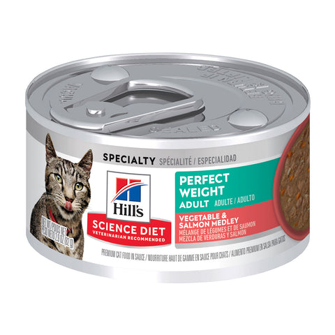 Hills Science Diet Vegetable & Salmon Perfect Weight Adult Canned Cat Food 24 x 82g