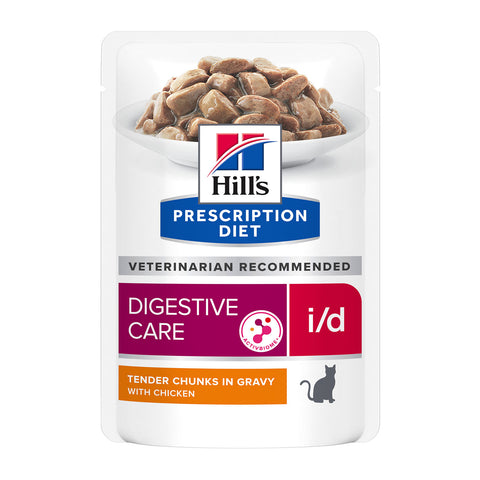 Hill's Prescription Diet I/D Digestive Care Chicken Wet Cat Food Pouches 12x85g