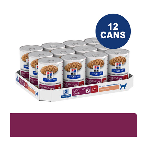 Hill's Prescription Diet I/D Digestive Care Turkey Flavour Canned Dog Food 12x370g