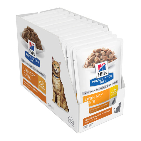 Hill's Prescription Diet C/D Multicare Urinary Care Chicken Wet Cat Food Pouches 12x85g