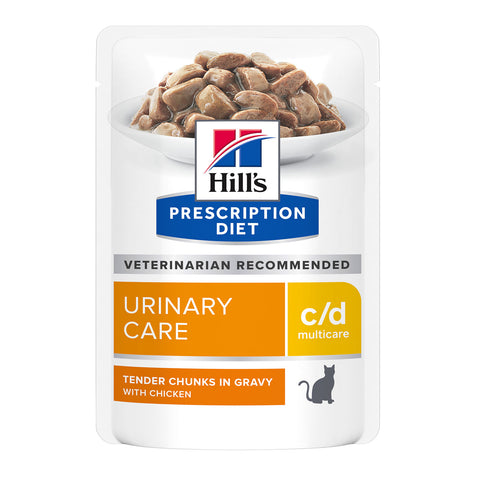 Hill's Prescription Diet C/D Multicare Urinary Care Chicken Wet Cat Food Pouches 12x85g