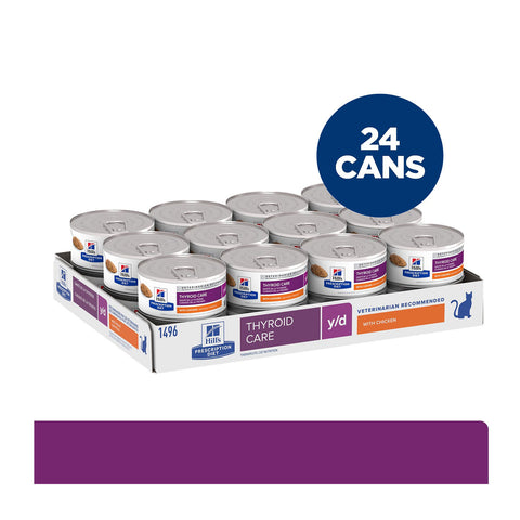 Hill's Prescription Diet Y/D Thyroid Care Chicken Flavour Canned Cat Food 24x156g