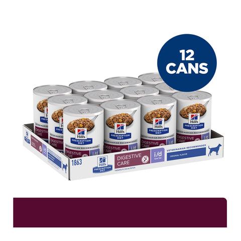 Hill's Prescription Diet I/D Low Fat Digestive Care Original Flavour Canned Dog Food 12x370g