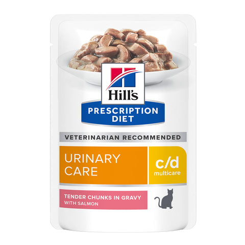 Hill's Prescription Diet C/D Multicare Urinary Care Salmon Wet Cat Food Pouches 12x85g