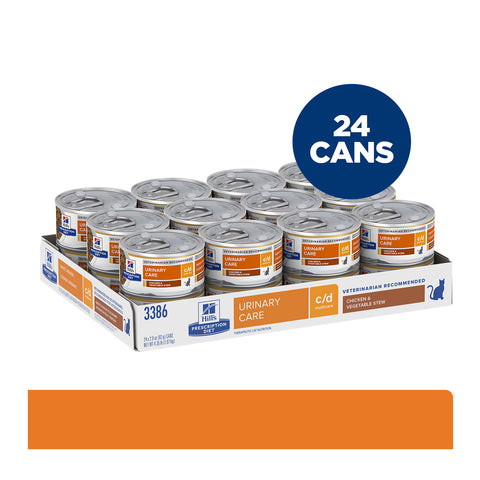 Hill's Prescription Diet C/D Multicare Urinary Care Chicken & Vegetable Canned Cat Food 24x82g