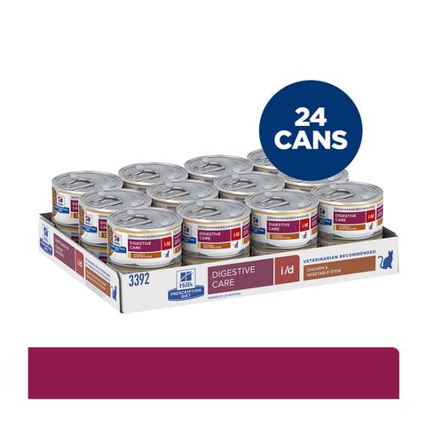 Hill's Prescription Diet I/D Digestive Care Chicken & Vegetable Canned Cat Food 24x82g