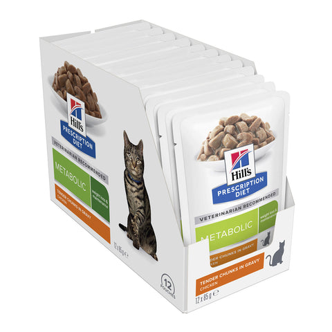 Hill's Prescription Diet Metabolic Weight Loss & Maintenance Wet Cat Food Pouches 12x85g