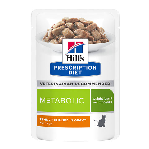 Hill's Prescription Diet Metabolic Weight Loss & Maintenance Wet Cat Food Pouches 12x85g