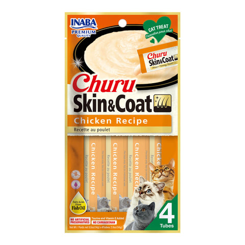 Inaba Skin & Coat Churu Chicken Cat Treats 4pk