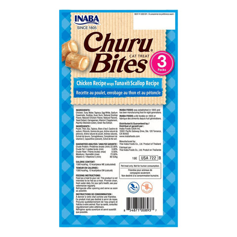 Inaba Churu Wrap Bites Chicken, Tuna & Scallop Cat Treats 3pk