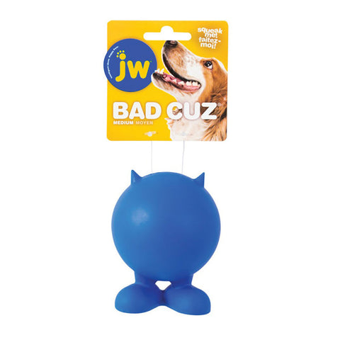 JW Bad Cuz with Squeaker and Bounce Rubber Dog Toy - Assorted Colour