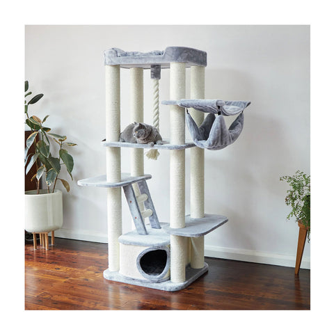 Kazoo 6 Level Climb Cat Scratch Furniture Cream and Ash