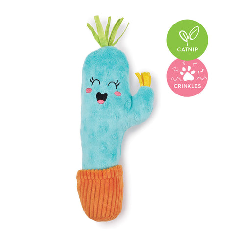 Kazoo Cactus Kicker with Catnip & Crinkle Cat Toy