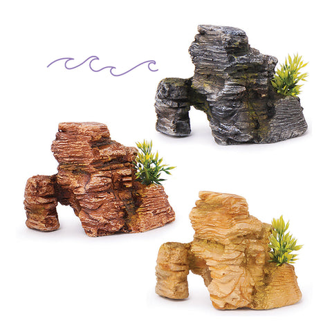 Kazoo Mineral Rocks with Plants Assorted Fish Tank Ornament