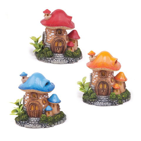 Kazoo Mushroom House with Plants Assorted Fish Tank Ornament