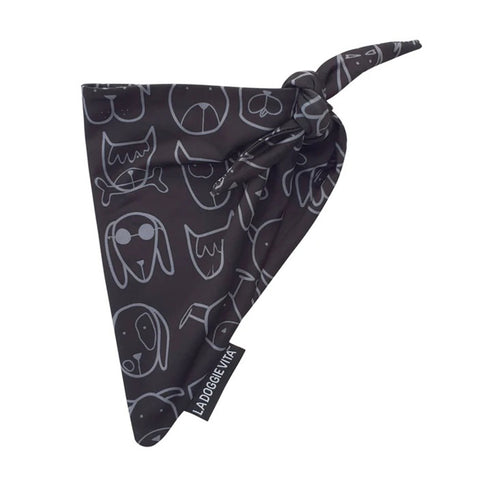 La Doggie Vita Dog Central Black Bandana