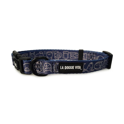 La Doggie Vita Dog Central Indigo Dog Collar