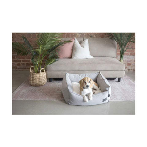 La Doggie Vita Luxe Trim Linen High Side Bed Stone