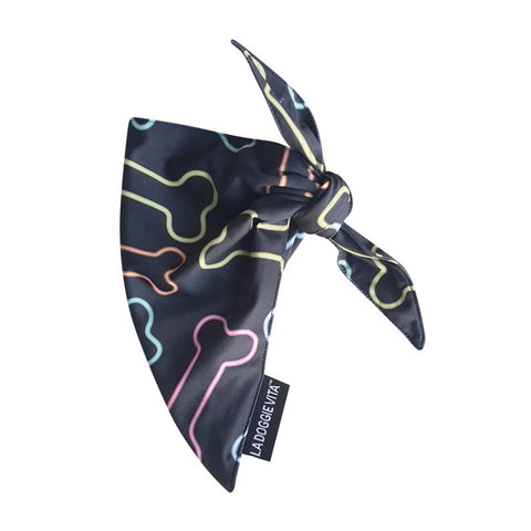 La Doggie Vita Neon Bone Black Bandana