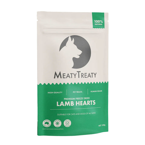 Meaty Treaty Freeze Dried Lamb Hearts Dog & Cat Treats 100g