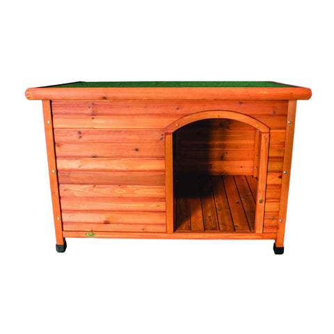 Canine Care Log Cabin Side Entry Open Top Wooden Kennel Red