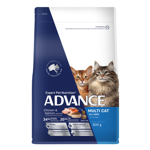 Advance Multi Cat Chicken, Salmon & Rice Adult Dry Cat Food